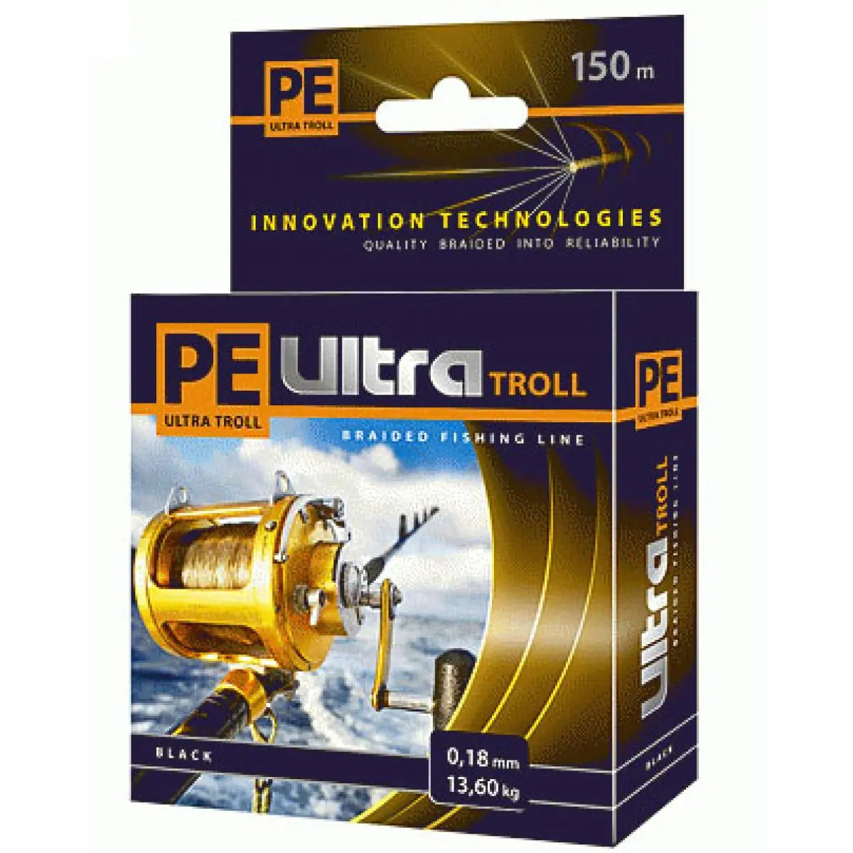 Леска плетеная AQUA PE ULTRA Troll 150m black, 0.40mm