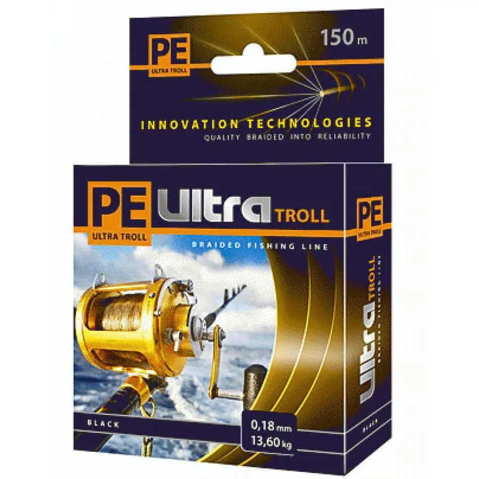 Леска плетеная AQUA PE ULTRA Troll 150m black, 0.40mm