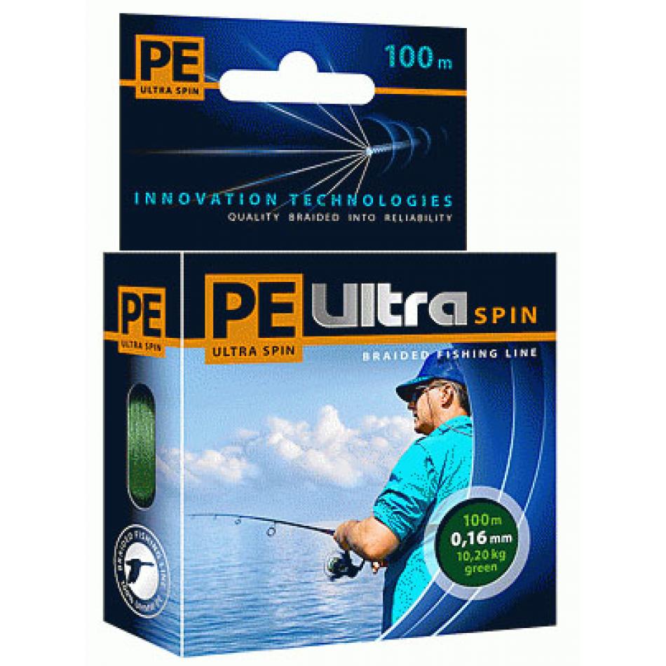 Леска плетеная AQUA PE ULTRA Spin 100m dark green, 0.20mm