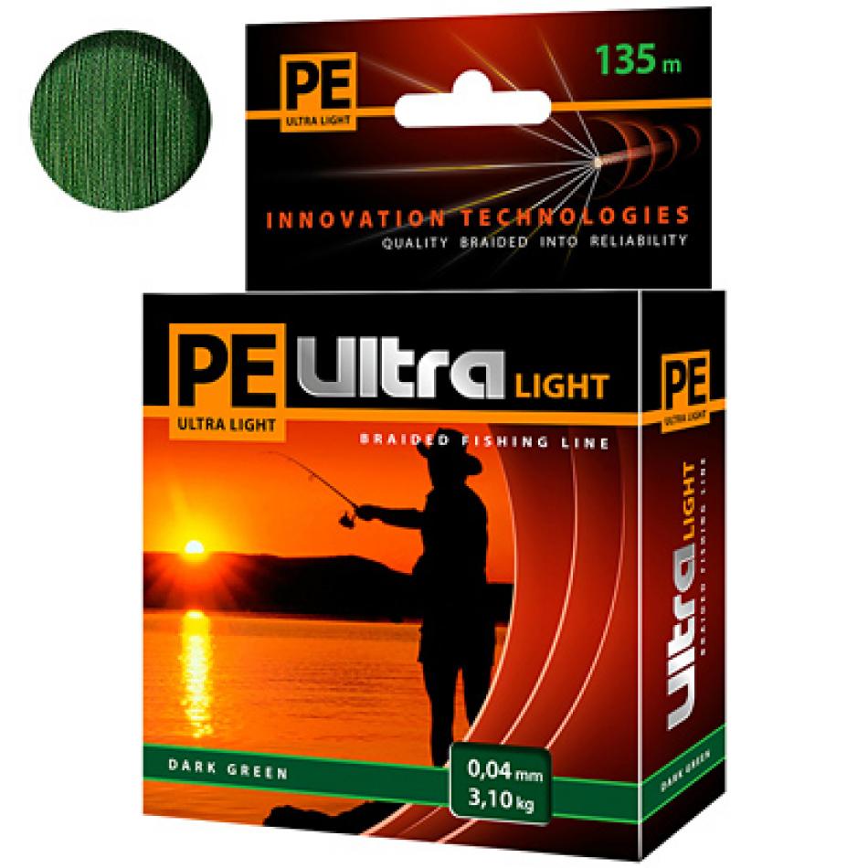 Плетеный шнур PE ULTRA LIGHT Dark Green 0,04mm 135m