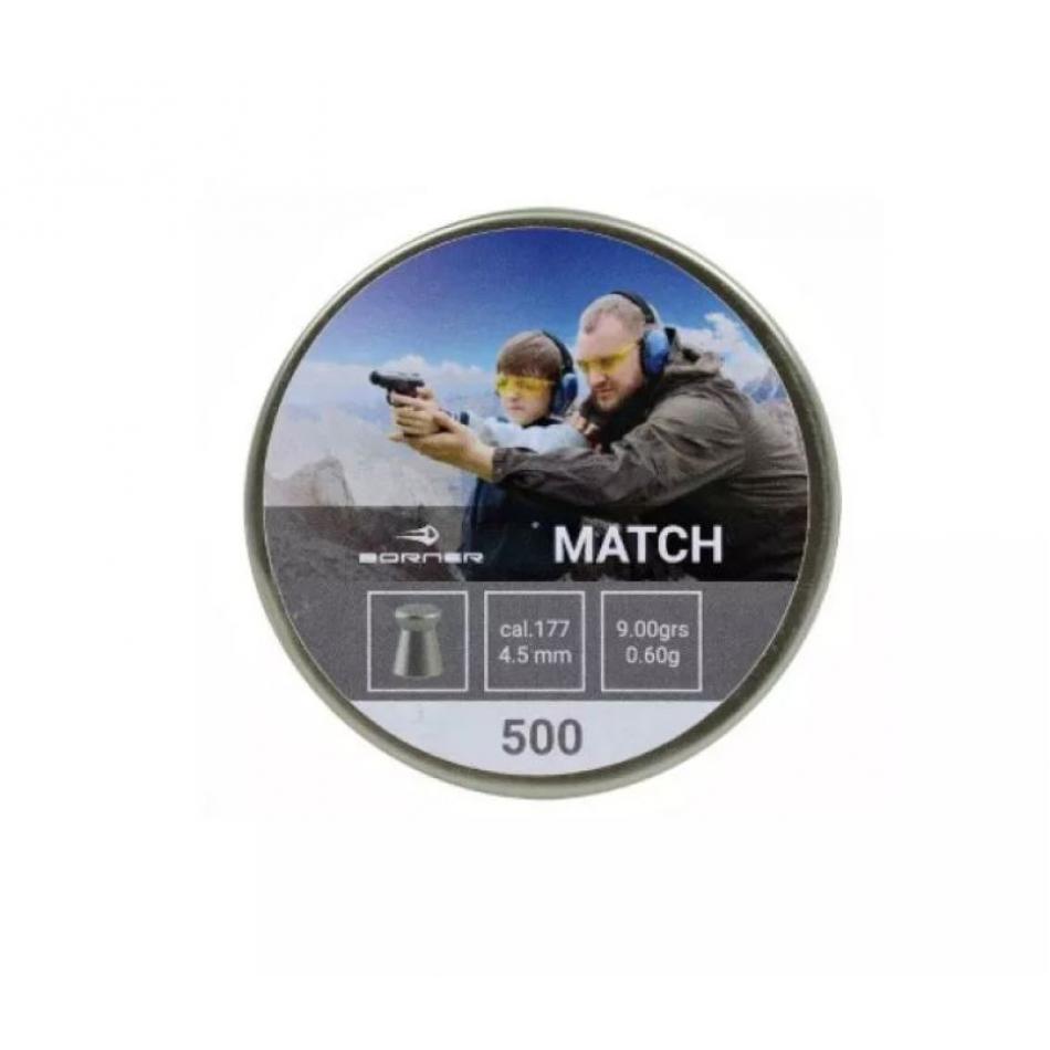 Пуля пневм. Borner " Match",  4,5 (500 шт.) 0,60гр. (30 шт в коробке)