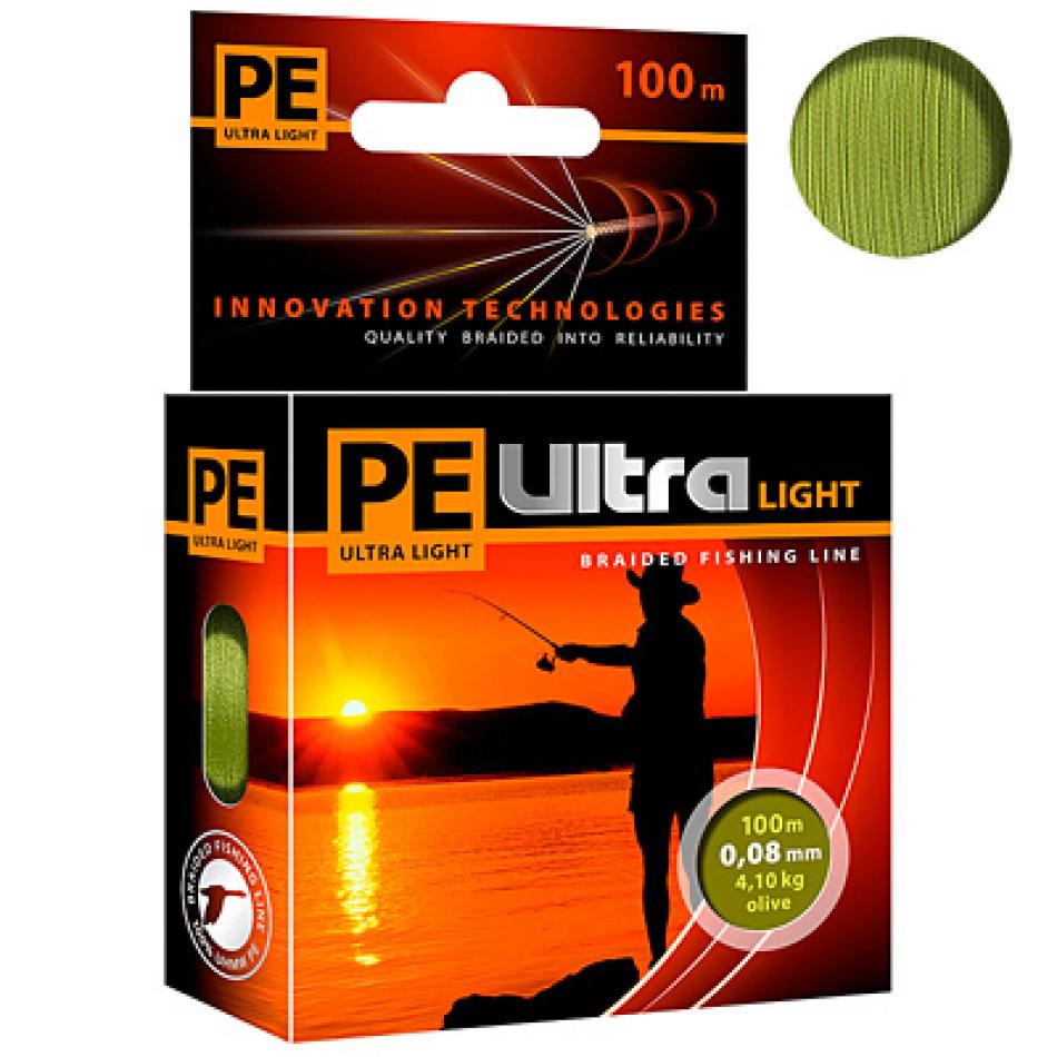 Плетеный шнур PE ULTRA LIGHT Olive 0,08mm 100m