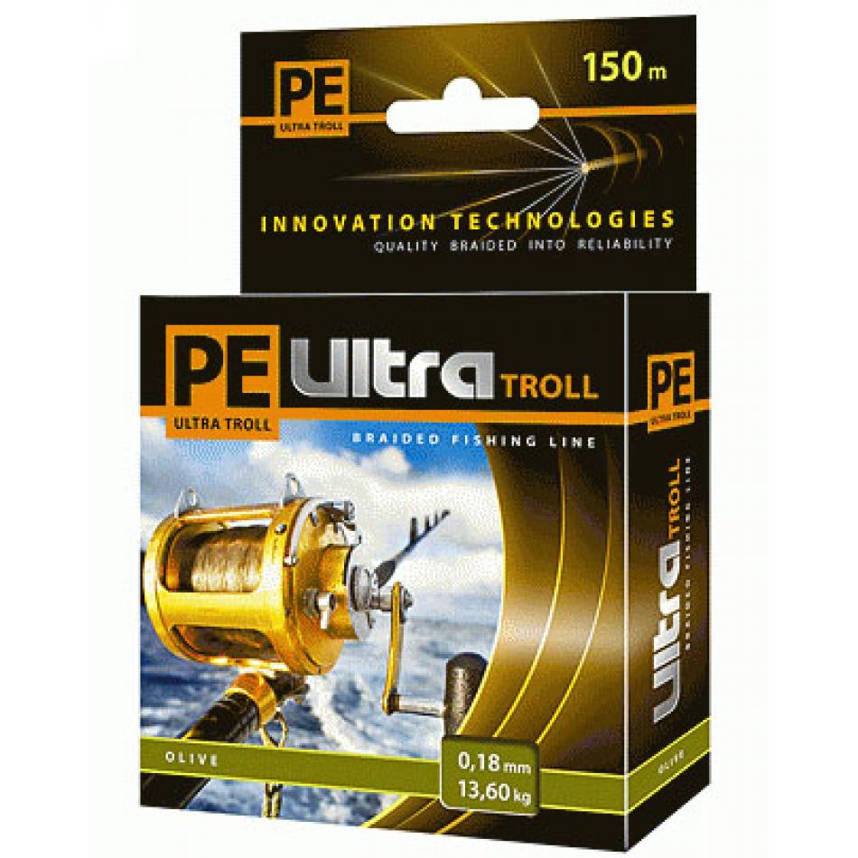 Леска плетеная AQUA PE ULTRA Troll 150m olive, 0.18mm